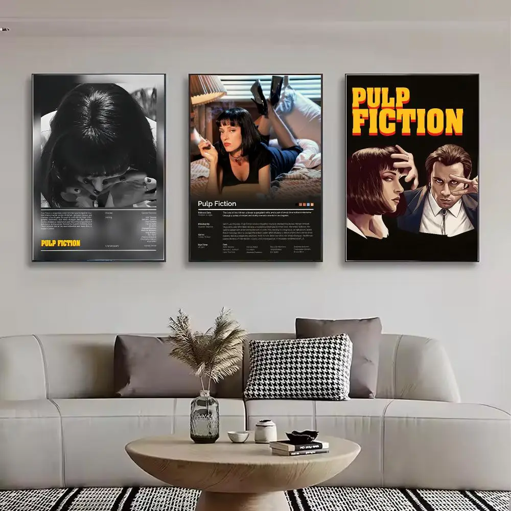 Classic Movies P-Pulp F-Fiction Painting Calligraphy Canvas Poster Wall Art for Bedroom Living Room Home Decor Gift