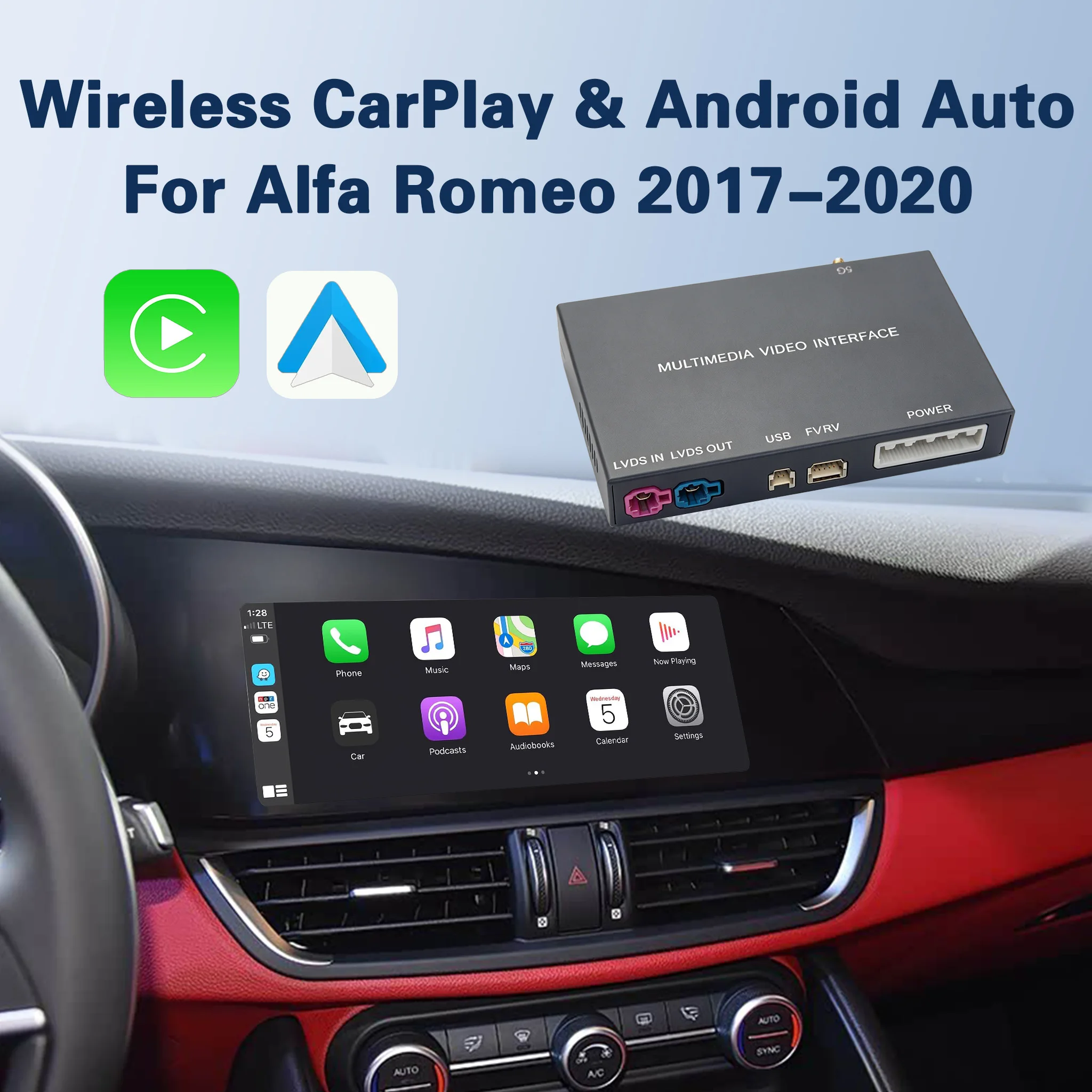 Wireless CarPlay/Android Auto Upgrade Module For Alfa Romeo Stelvio Giulia 2016-2019 Harman Split Unit 6.5 8.8
