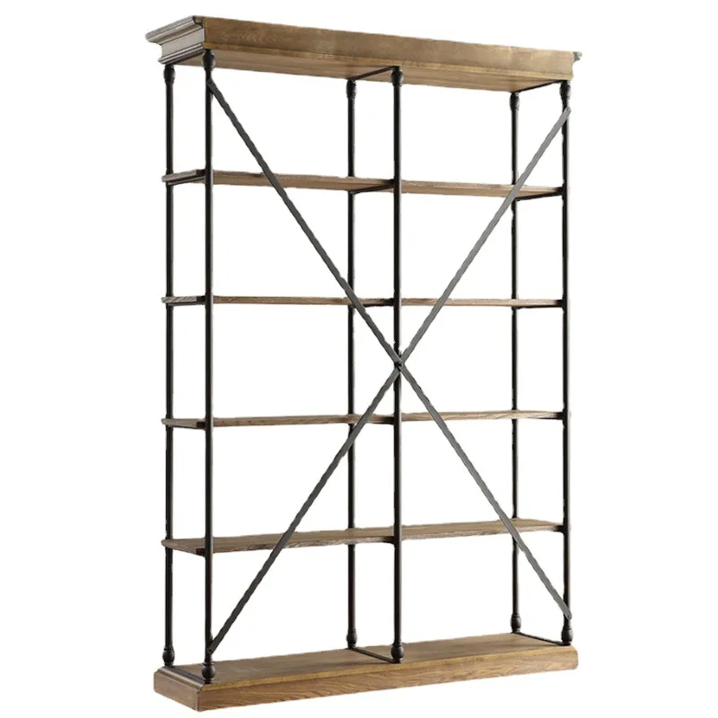 

Simple and modern solid wood storage rack, wrought iron home, living room partition display rack