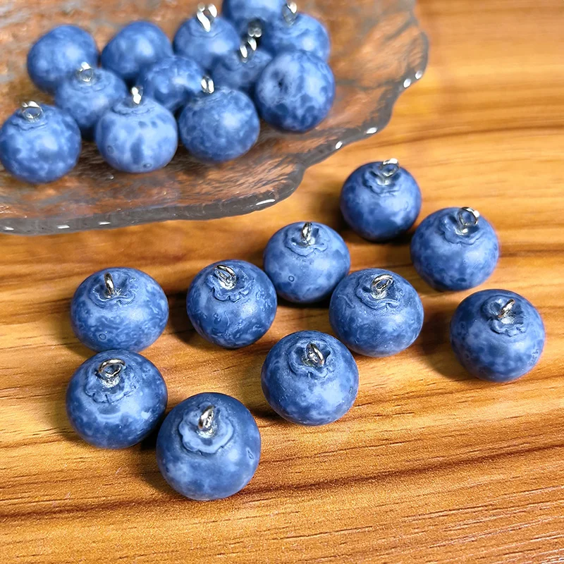 10Pcs 3D Small Blueberry Resin Charms Cute Simulated Fruit Food Pendant DIY For Earring Necklace Jewelry Make Accessory