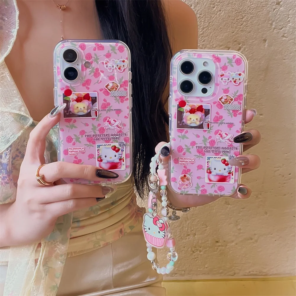 

New Funny cartoon Hello Kitty phone case for iPhone 16 promax 16 14 13 15 15 pro Fundas for girls with hinged protective cover