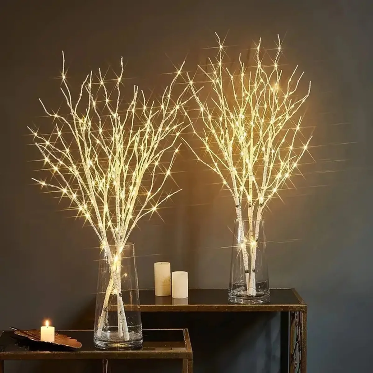 Battery Powered 1PC White Birch Branch Lights 20LED Warm White IP44 Waterproof Indoor Bedroom Wedding Home Outdoor Decor Lamp