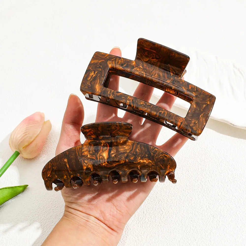 1 قطعة/3 قطعة مشابك شعر على شكل صدفة سلحفاة من الأسيتات 3 عبوات |   عقد قوي للشعر السميك/الناعم |   مقاطع الفك غير القابلة للانزلاق على الطراز الفرنسي القديم