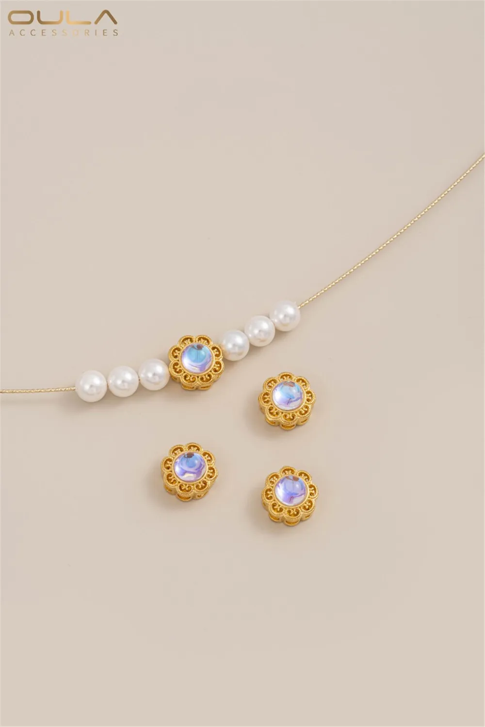 1PCS Diy Handcrafted Beaded Accessories with Sand Gold Inlaid Pearls, Transfer Pearl Flower Balls, Pendants, Ornaments
