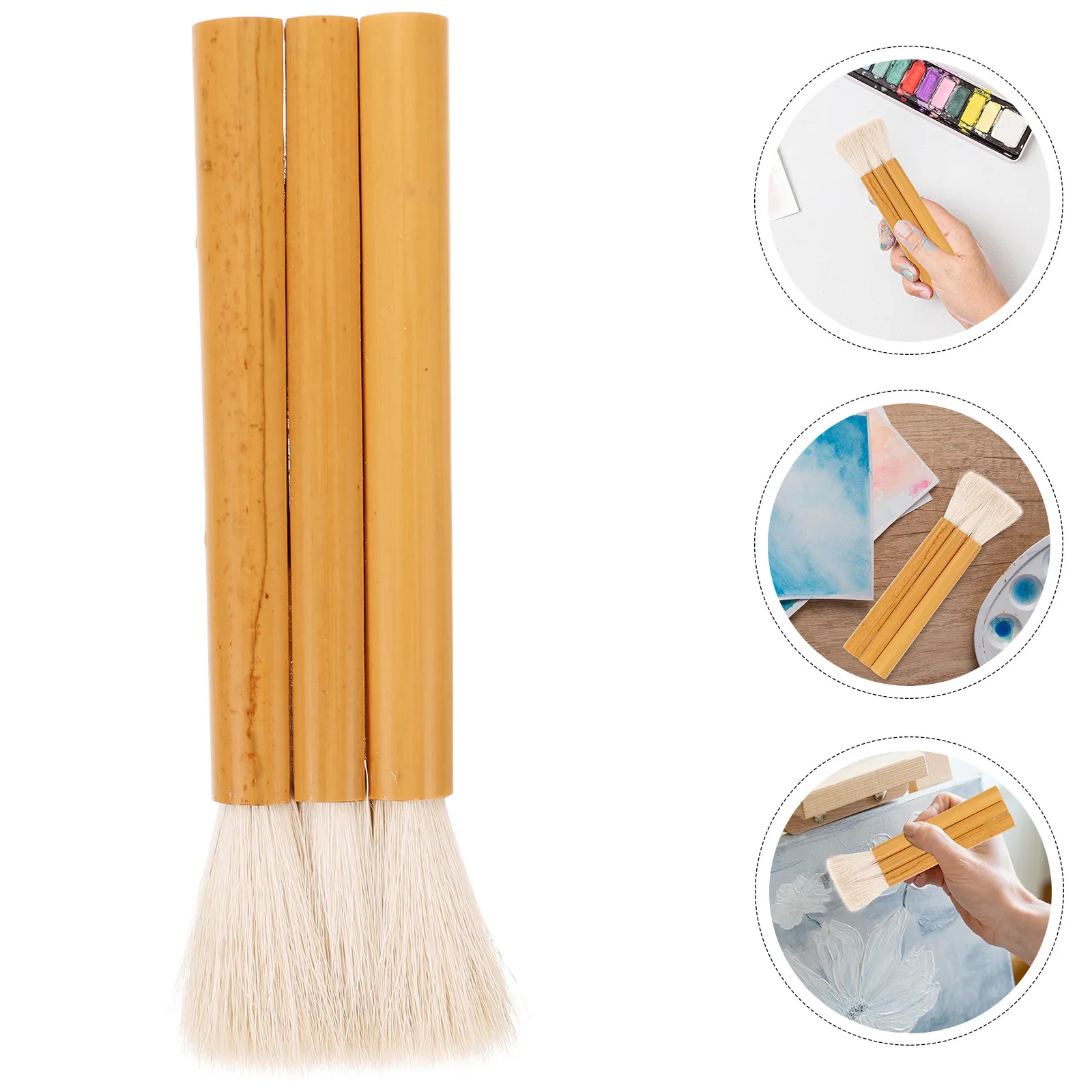 Wool Hair Paint Brush Wood Handle Multi-Function Convenient Tool for Watercolor Wall Painting Brush Household Art Brush,