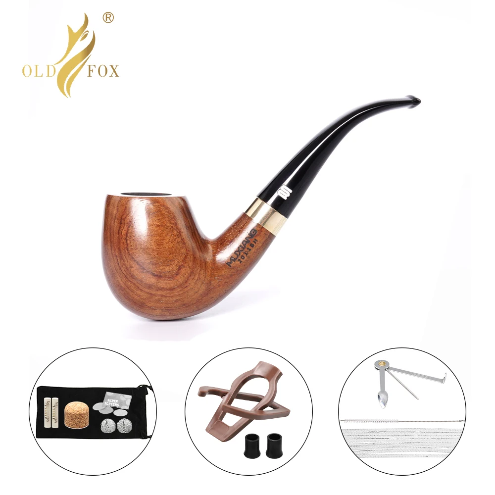 Old Fox Rosewood Tobacco Apple Pipe Set Accessories 9MM Activated Carbon Paper Filter Sandalwood Smoking Pipe With 10 Tools Kits