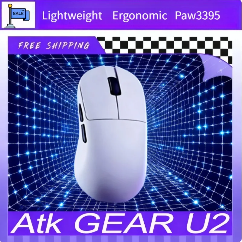 

ATK U2 Mouse Tri Mode Wireless Lightweight Ergonomic Mouse Paw3395 8000Hz Low Delay Gaming Mice For PC Gamer Accessories Gift