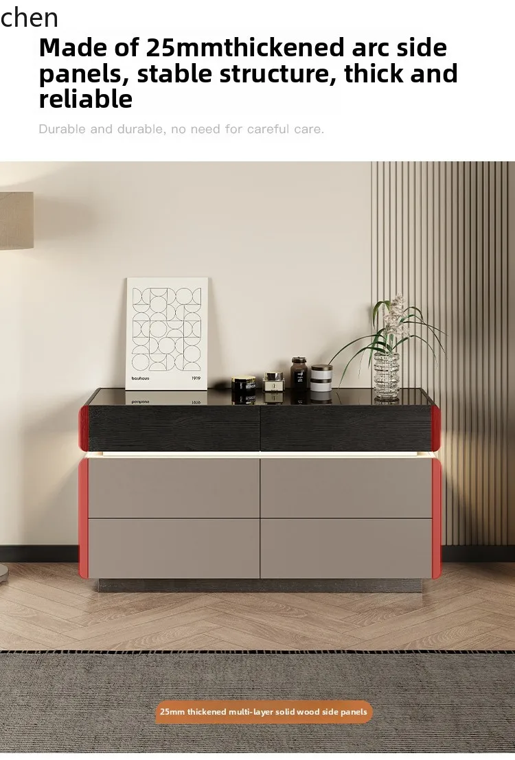 

ZML Minimalist Solid Wood Six-Drawer Cabinet Bedroom Storage Organizer Cabinet Combination Wall-Mounted Side Cabinet