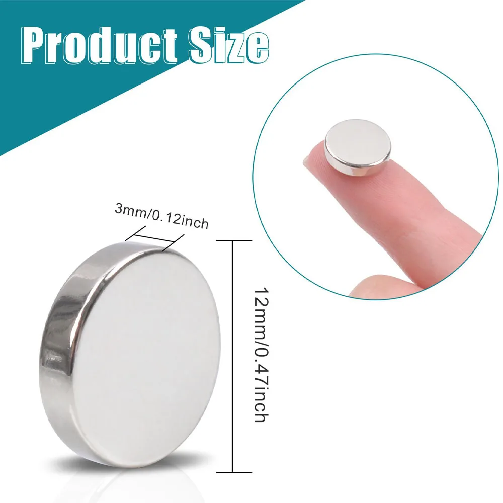 Mini Magnets, D12 X 3mm Round Magnets, Muti-use Premium Magnet Good Use for Tool, Home, and Any Other Steel Things, Good Magnet