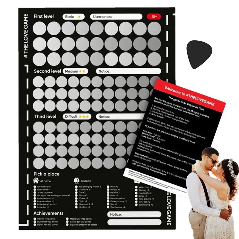 100 Dates Scratch off Poster Scratch Diary and Planner of Bedtime Adventures Couple Game Bedtime Calendar Poster Date Night