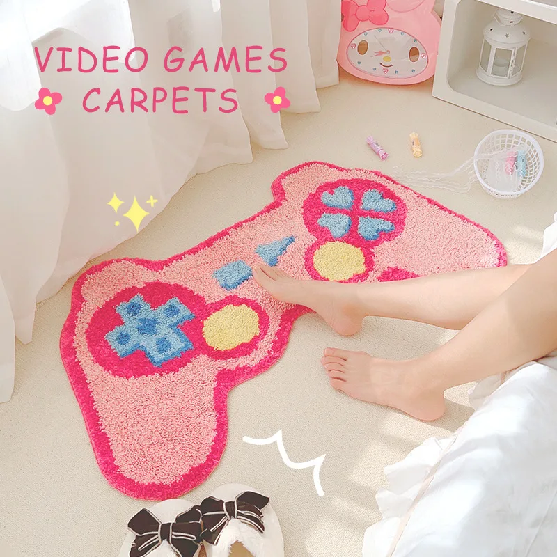 Video Games Carpets Chic Pink Tufted Mat Super Absorbent Floor Rug Non-Slip Soft Play Room Home Bedroom Decoration 40x100CM