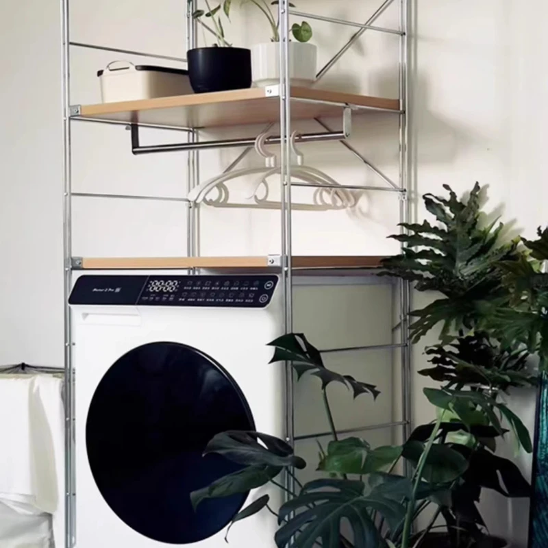 

Stainless steel washing machine, shelf above shelf, floor-to-ceiling refrigerator, multi-layer with cabinet door balcony storage