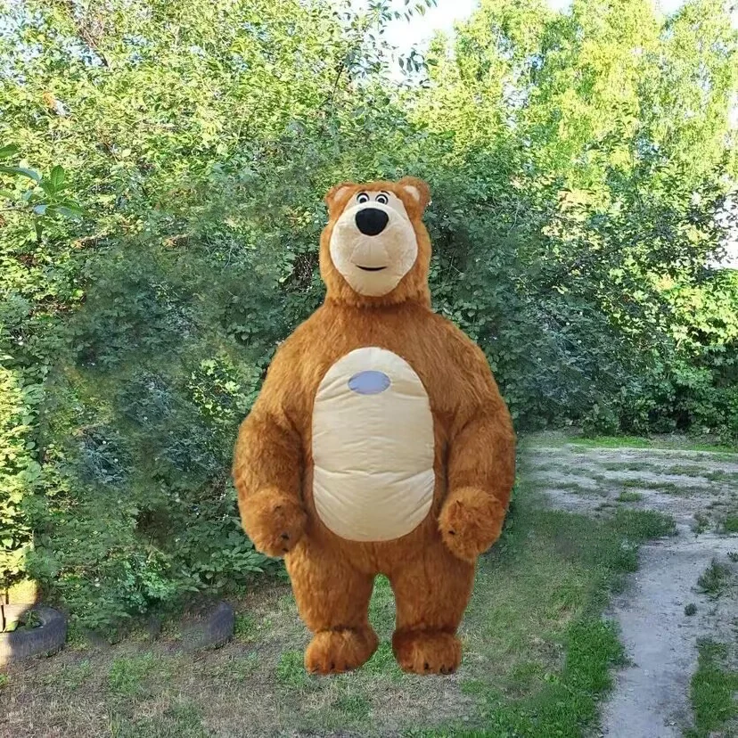 Inflatable Masha Bear Mascot Costume Fursuit Plush Brown Bear For Adult Anime Cosplay  Polar bear Carnival Funny Party Halloween