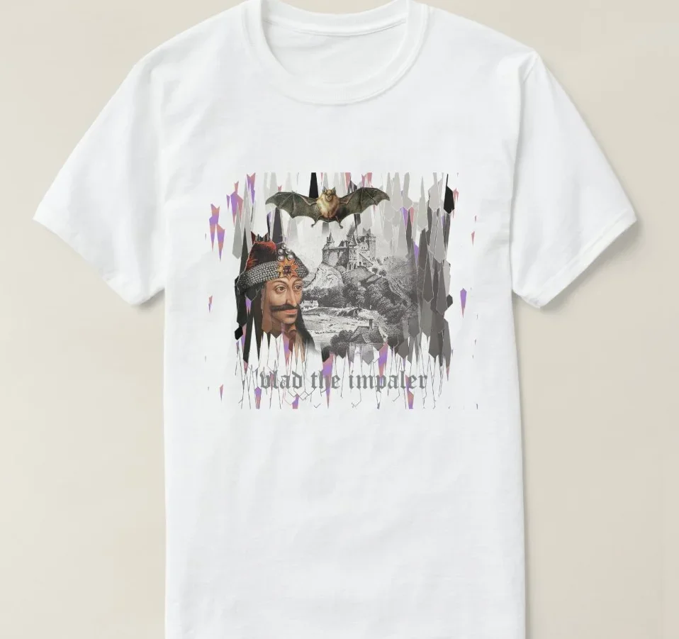 Crusader Order of The Dragon Vlad Dracula Castle and A Bat Vlad The Impaler T-Shirt. Summer Cotton Short Sleeve O-Neck T Shirt