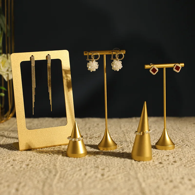 

Jewelry Earrings Display Stand Holder T Bar Rack Tower Metal Earring Bracket Organizer Ear Studs Hanging Storage Shelf