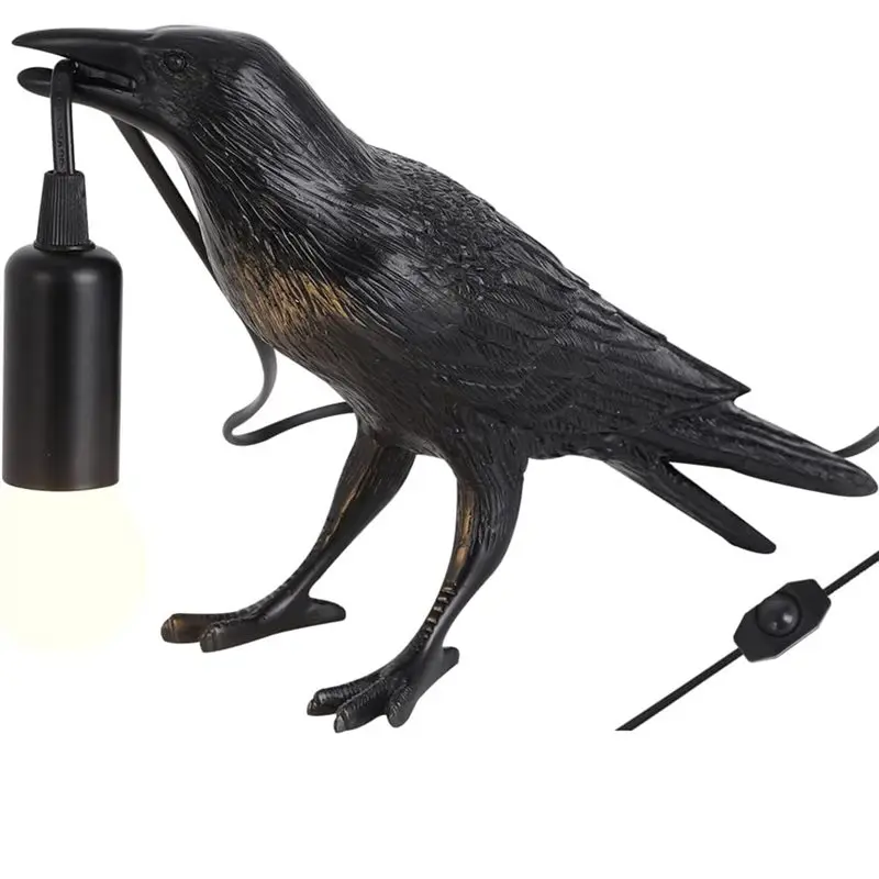 【now-save】eu-standard-bird-lamp-crow-light-adjustable-brightness-with-bulb-raven-lamp-decor-for-bedroom-for-bedside-living-room