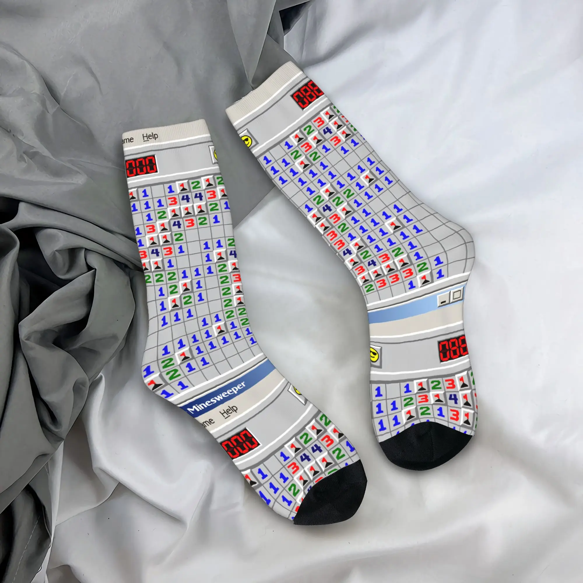 Minesweeper Fun Game Stockings  Pattern Modern Socks Winter Non Skid Socks Men Cycling Soft Breathable Socks