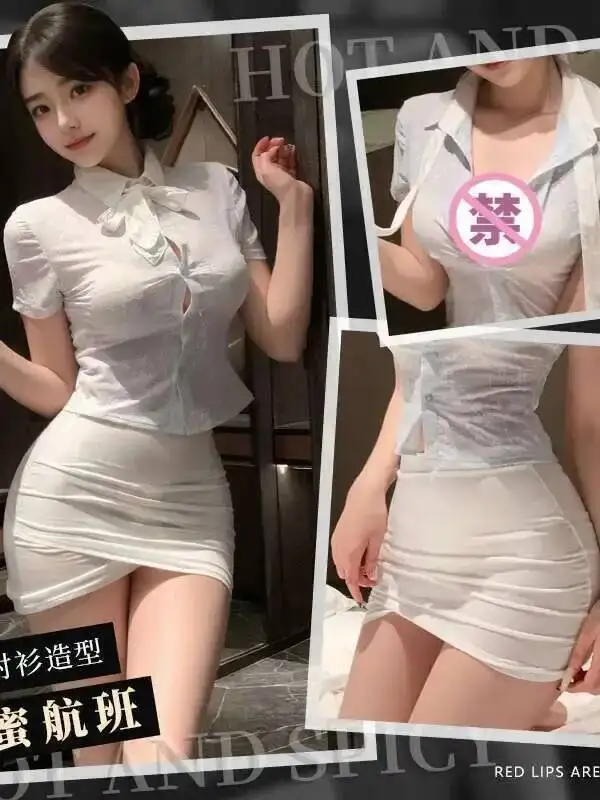 out of stock Style Transparent Workplace OL Set Sexy Hip Hugging Mini Two Piece Skirt Uniform Sexy Thin Mesh Sheer Women 7JUK view 3