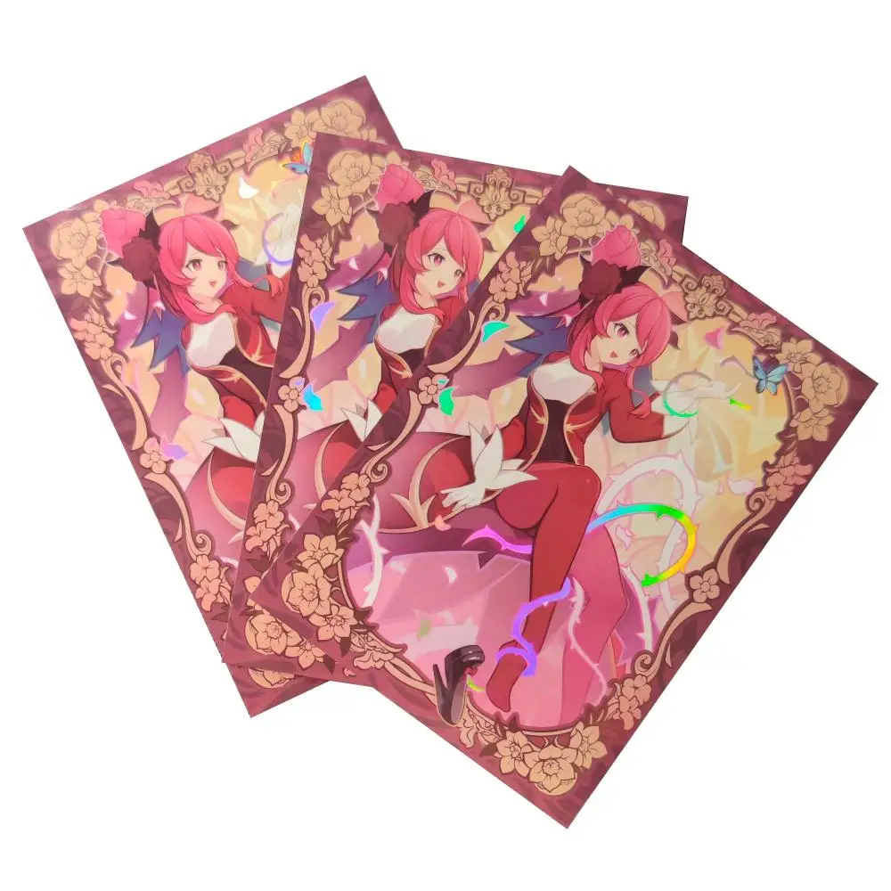 60ct Holographic Top Loading Trading Card Sleeves Deck Protector for YuGiOh/Japanese Art Anime Printing Card Sleeves Protectors