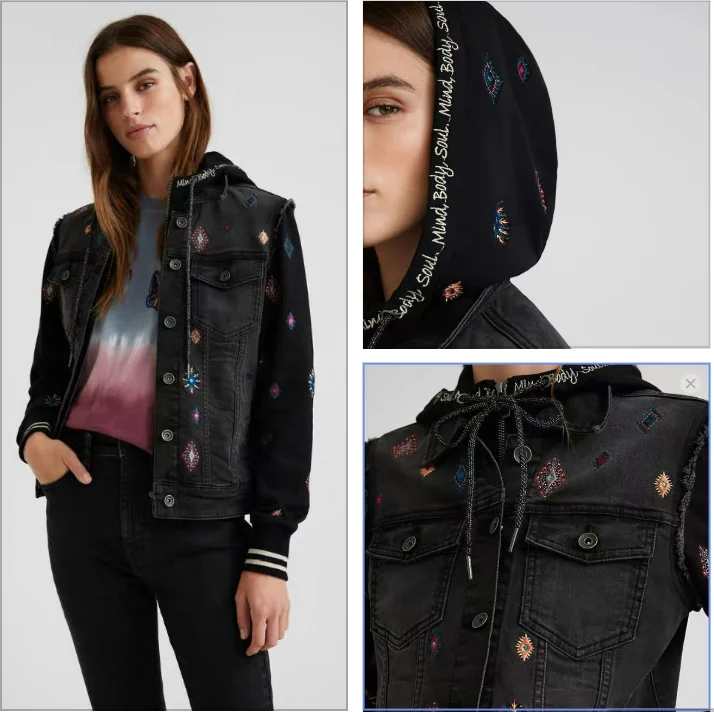 Foreign trade original single Spanish new heavy embroidery stitched women's denim coat