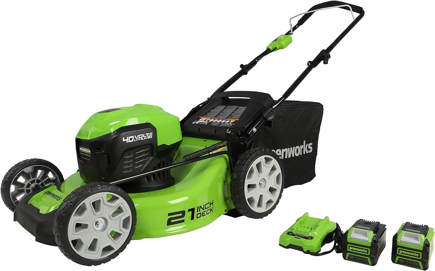 

40V 21" Cordless Brushless Push Mower, 4.0Ah + 2.0Ah USB Batteries and Charger Included