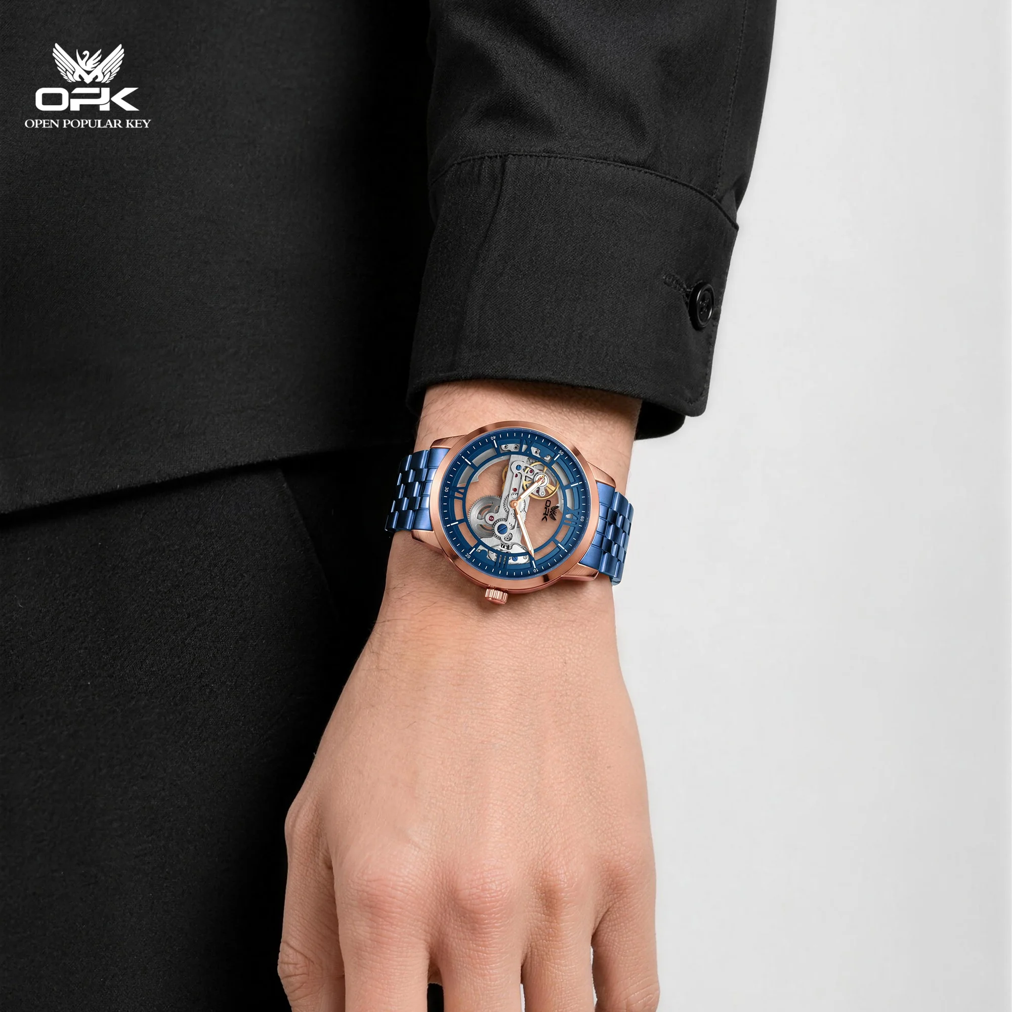 OPK 6112 Fashion Man Watch Luminous Waterproof Fully Skeleton Automatic Mechanical Men's Business Wristwatch High Quality