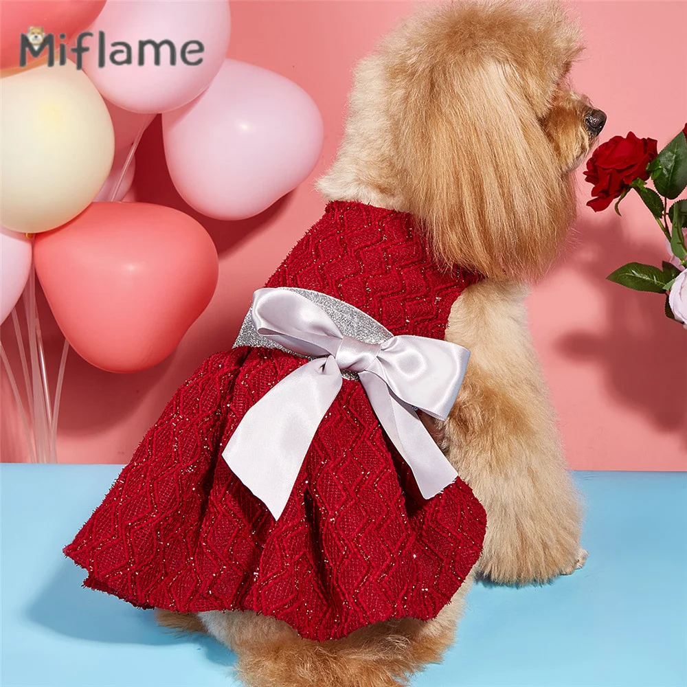 

Miflame Red Pet Princess Dress Small Dogs Clothing Puppy Skirt Princess Cat Clothes Teddy French Bulldog Corgi Dress