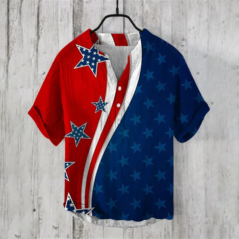 American Flag Printed Men's Shirts Independence Day 2024 New in Tiki Cheap Things Tops Short Sleeve Clothing Shirt Mens T-shirts