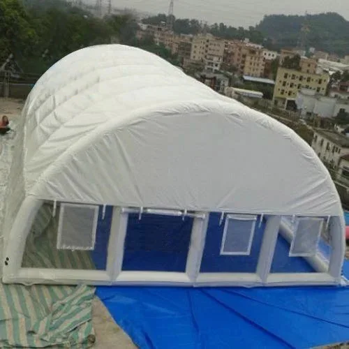 Customized White Windowed Inflatable Pool Roof Cover Tent for Sale