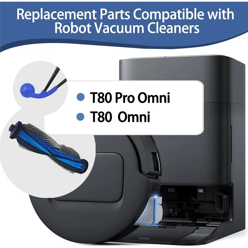 ASWUT-Ecovacs T80 Omni/T80 Pro Omni Main Brush Roller Replacement Accessories Kit Compatible Vacuum Cleaner Robot Parts