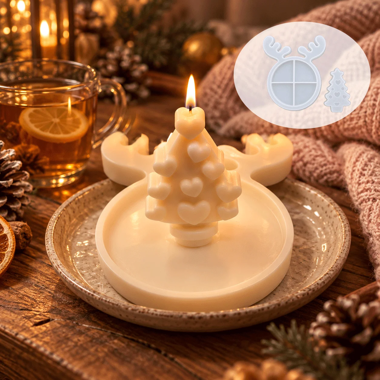 Reindeer Antler Tray & Heart C - đánh giá và giá Silicone Epoxy Resin Molds Set
