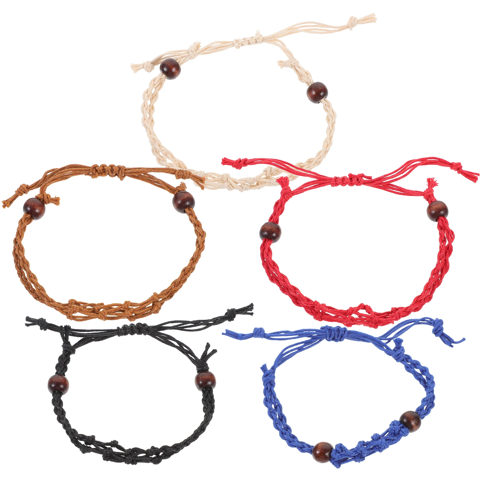 

5 Pcs Woven Mesh Crystal Cage Bracelets Empty Holder Adjustable Braided Decorative Rope Red Blue Brown Black Beige Jewelry