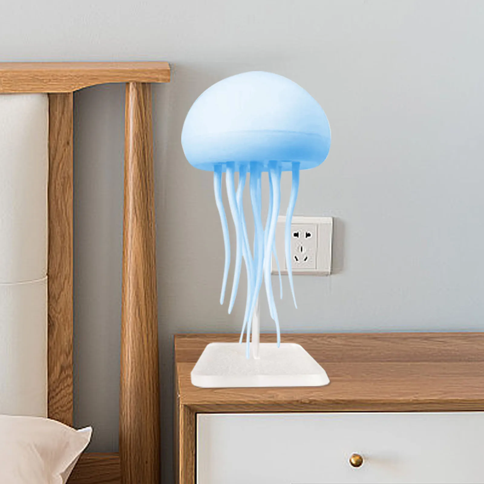 Jellyfish Lamp Lightings Voice Control RGB Gradient Cute Jellyfish Bedside Lamp Flexible Tentacles for Holiday Children Gifts