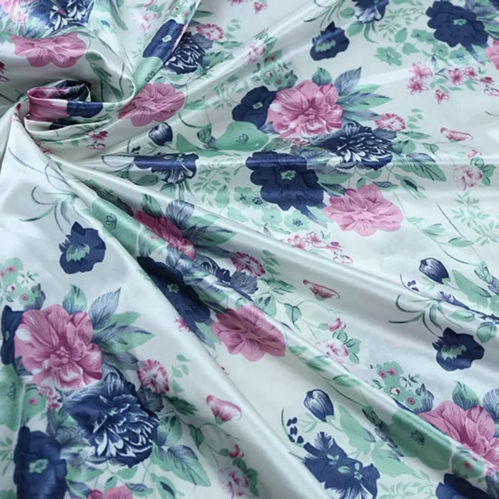 200*150cm Printed Simulated Silk Satin Fabric Kimono DIY Sewing Floral Fabric Home Furniture Decoration Material Cloth