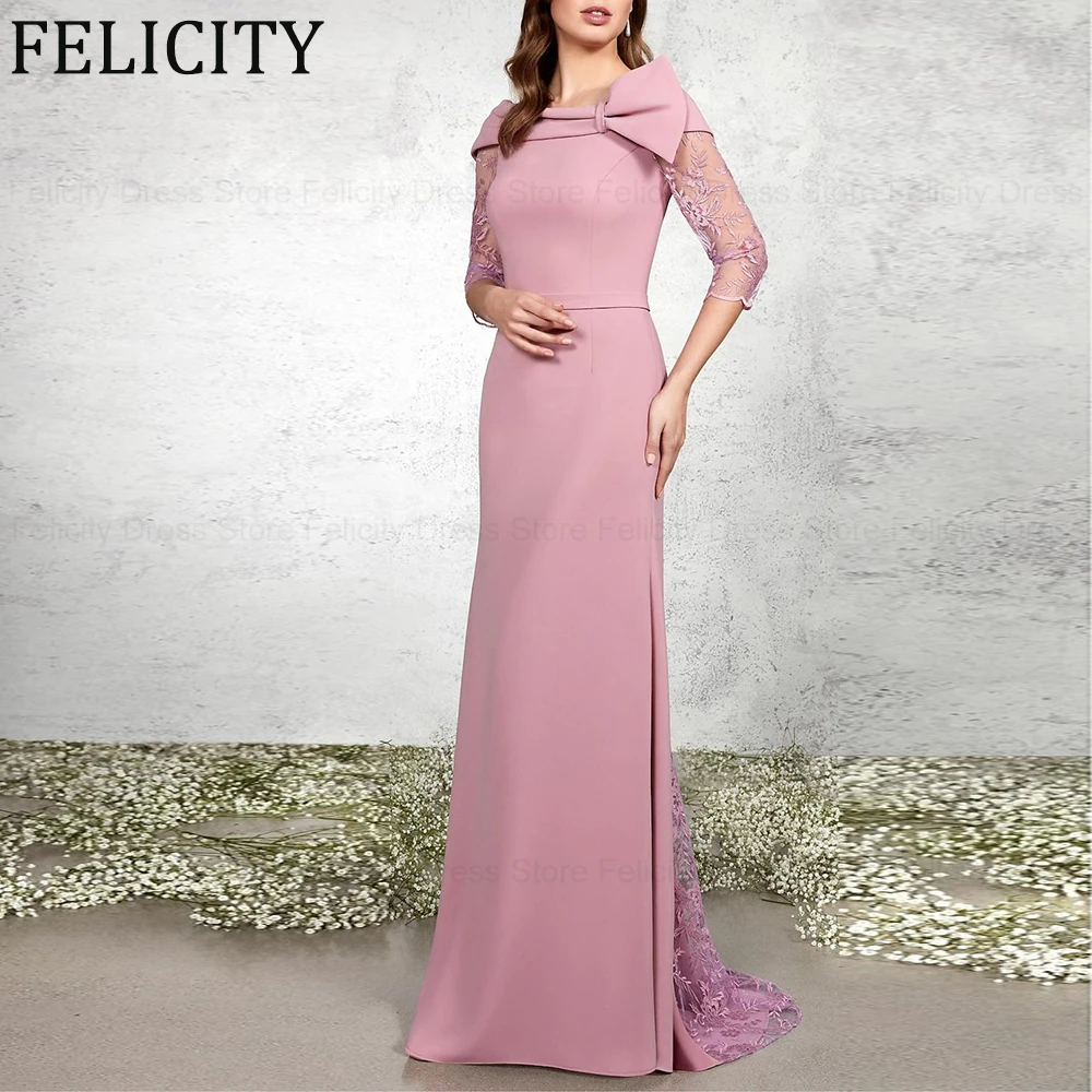 

Fashion Mother of the Bride Dress 2024 A-Line Formal Wedding Guest Dresses Lace Pleated Floor-Length Hand Made Evening Gowns