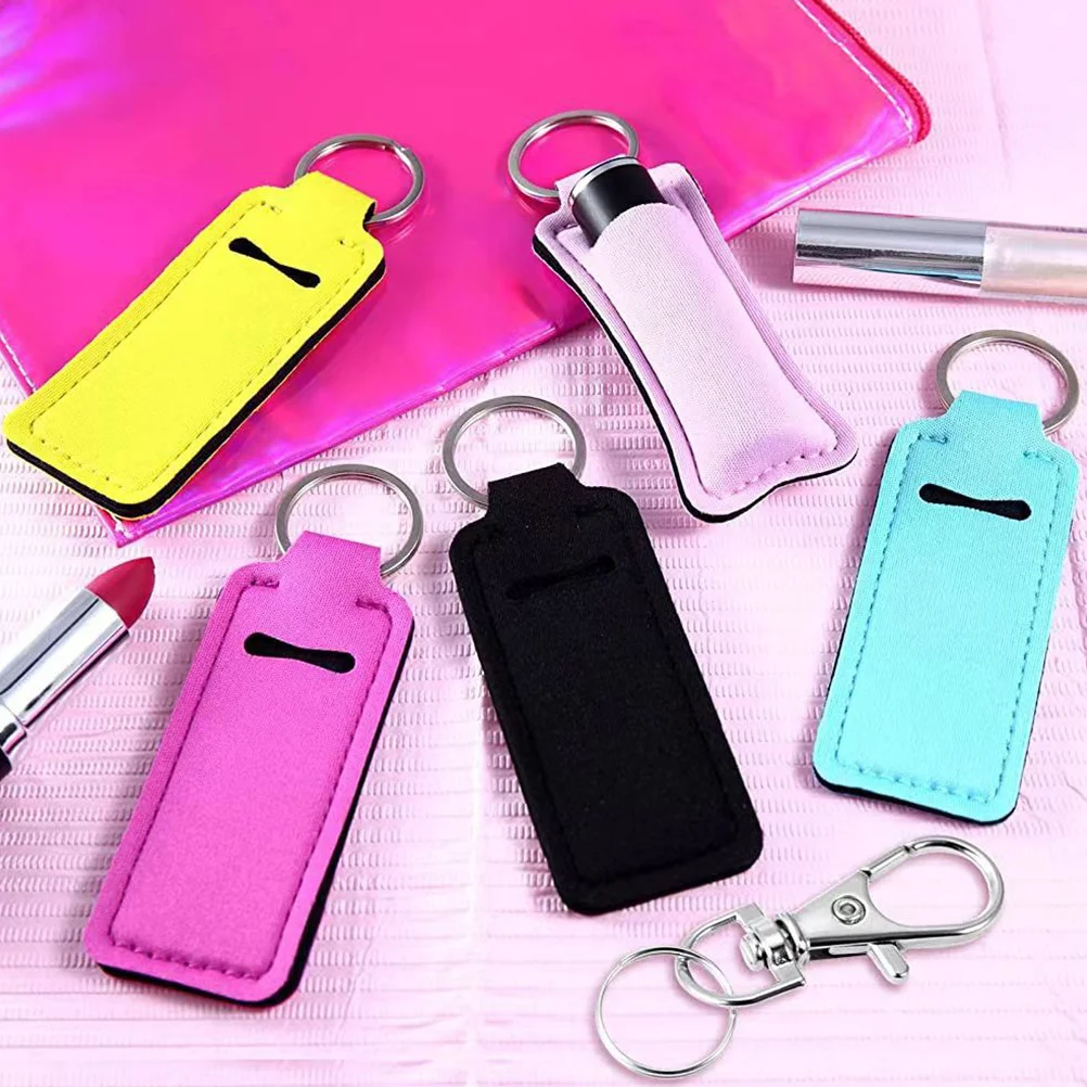 

10 Sets Lipstick Case Organizer Dustproof Gloss Protector Keychain Holder