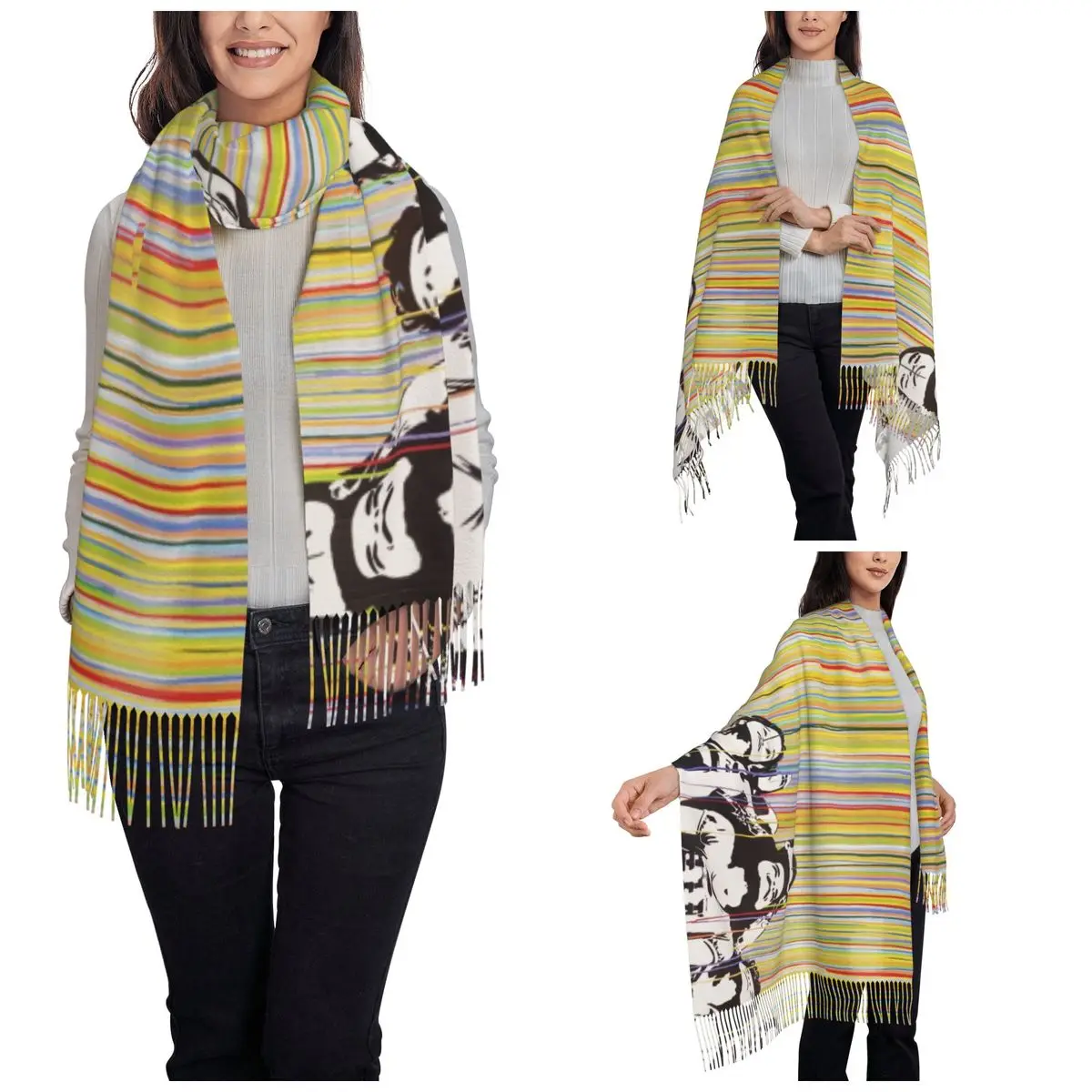 Banksy Colorful Paint Rain Scarf for Women Warm Winter Shawls and Wrap Long Shawl Scarf Lightweight