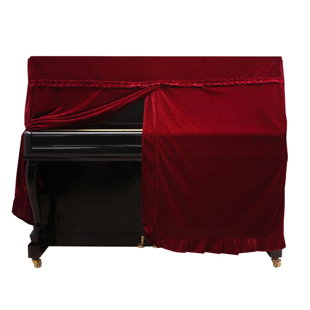 Velvet Piano Cover Full Cover Upright Piano Dust Protection Cover Home Musical Instrument Accessories Decorations