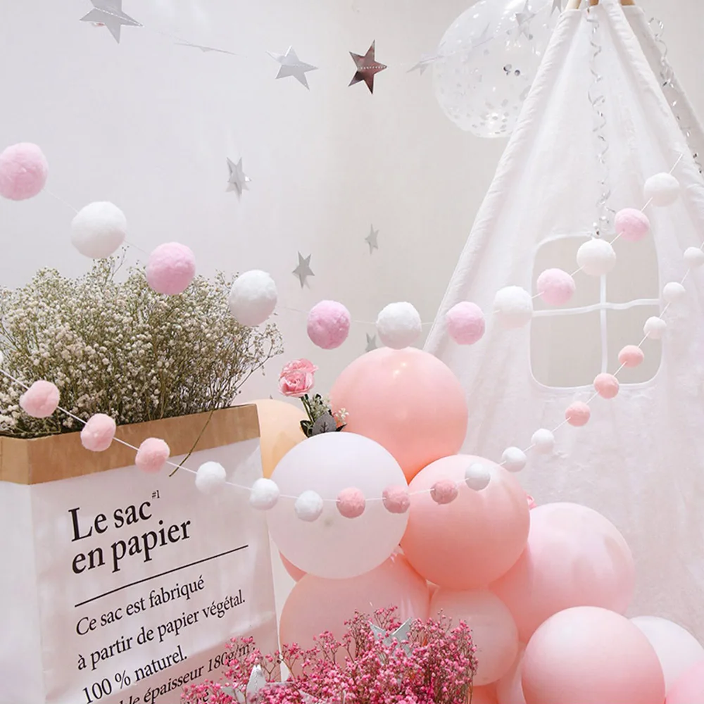 12Pcs DIY Soft 4.5cm Pom Pom Garland Nursery Children Room/Wall/Tent Decor Christmas Halloween Handcraft Gifts Hanging Ornament