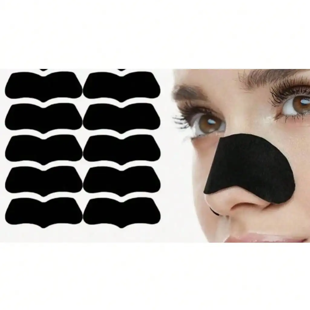 10pcs/Pack Deep Cleansing Charcoal Blackhead Nose Strips Effectively Removes Impurities From Nose Facial Pores Naturally Exfoliates Gently Unclogs Pores Skin Care Treatment Back To School