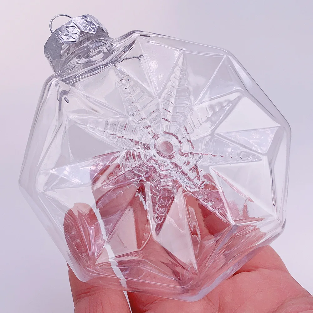 

6 Pieces x DIY Shatterproof Transparent Home Christmas Decoration Bauble Ball Ornament 80mm Plastic Snowflake