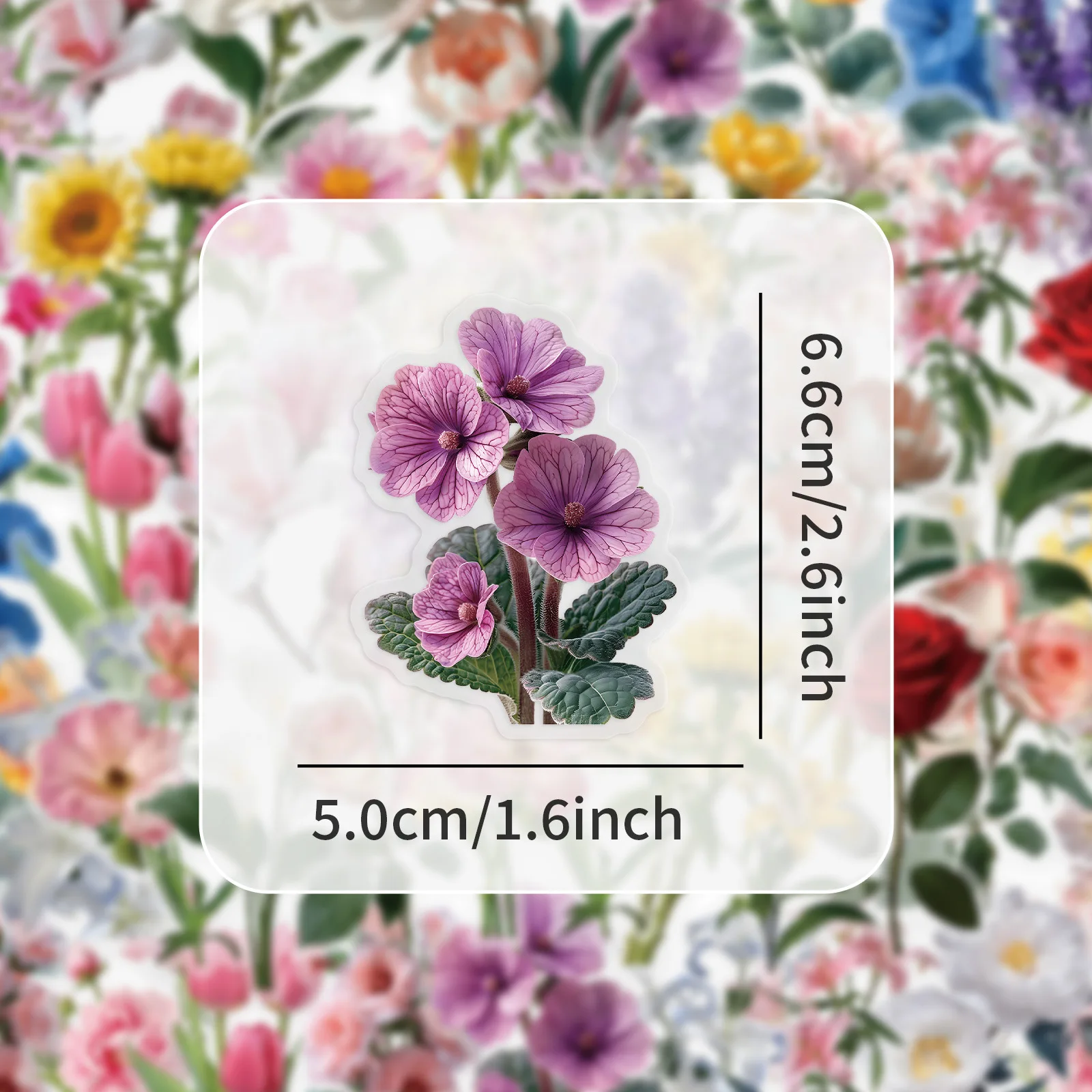 100Pcs Flower Transparent PET Waterproof Sticker Natural Plant Decoration Phone Case DIY Sticker Laptop Decal Skins