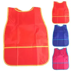 Kids Art Smock With 3 Pockets Waterproof Sleeveless Painting Aprons For Children Home Classroom Clothes Cleaning Apron