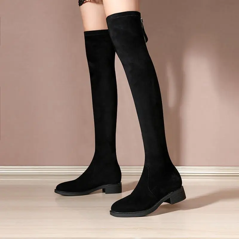 Footwear Above Over The Knee Ladies Boots Thigh High Tassel Shoes for Women Elegant with Low Heels Elastic Cosplay on Promotion