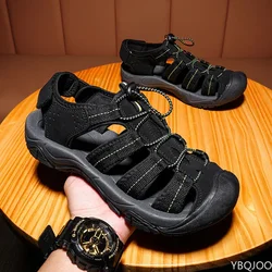 Men Sandals Summer Casual Beach Flat Shoes Non Slip Hiking Breathable Rubber 9 New Fashion 2022 Slippers Closed Toe