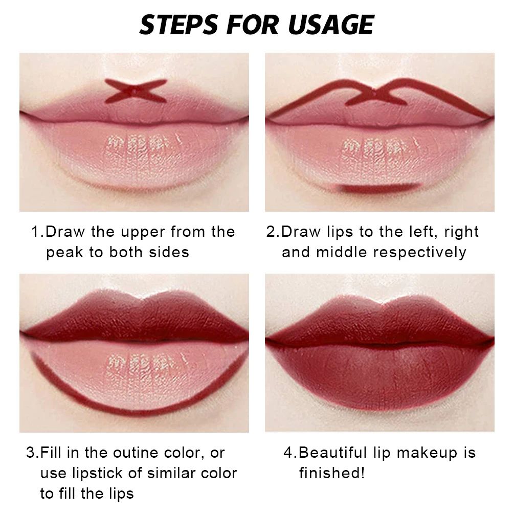 QIBEST Matte Lipstick Lipliner Sets Cosmetics Waterproof Long Lasting Nude Red Liquid Matte Lipstick Lips liner Pencil Lipgloss