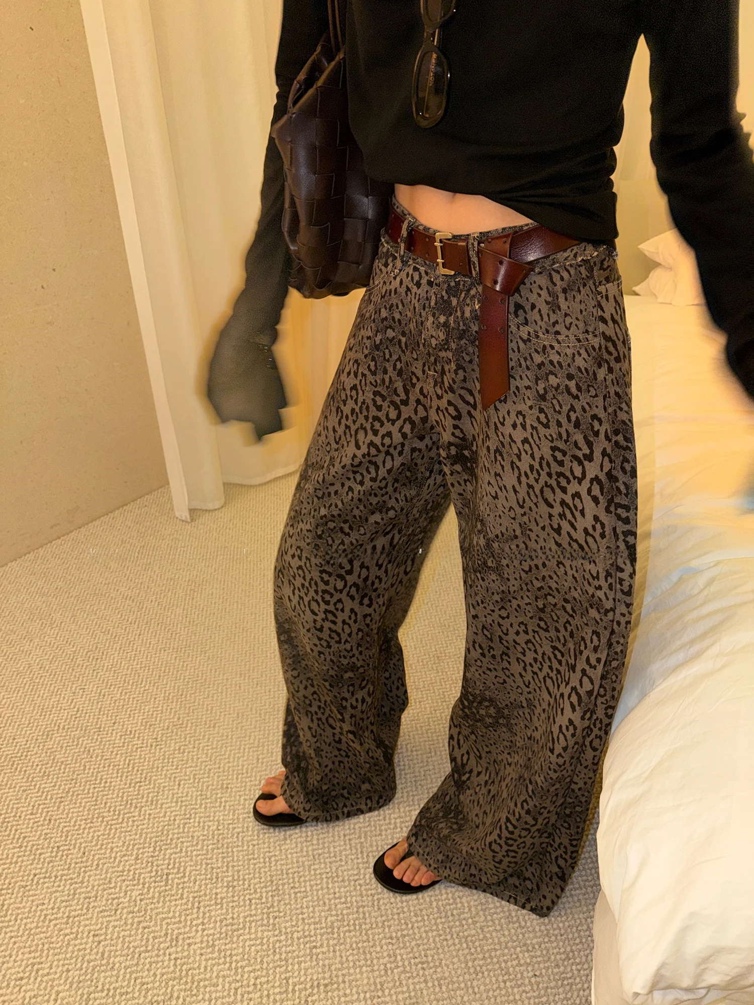 

JCCC adow Visual Trend Retro Casual Wide Leg Jeans Low Waist Cotton Blend Waed Soft Fabric Casual Spring Season