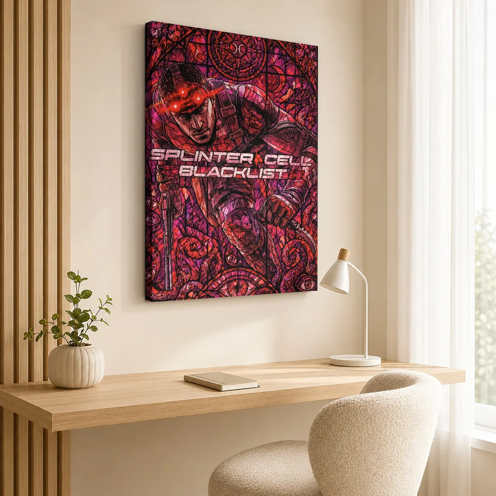 Splinter Cell Blacklist Stained Glass Art Framed Canvas Poster Customized Gaming Anime Wall Paintings Decoration for Game Room