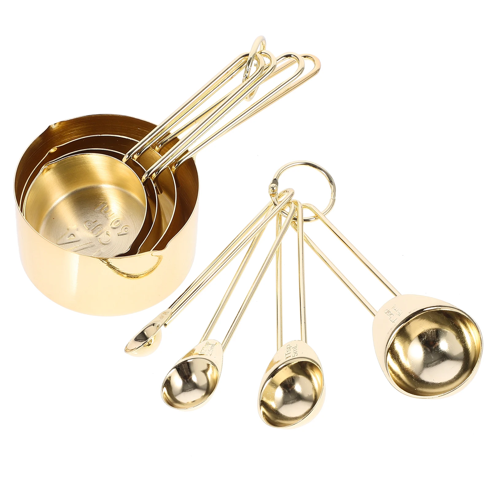

8 Piece Stainless Steel Baking Measuring CupsSpoons Set Cute Teaspoons Measuring Spoon Kitchen Scale Tool Storage Easy