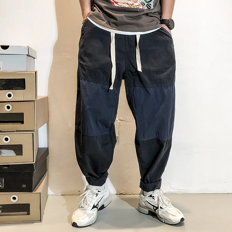 

Fashion Hip Hop Contrast Color Patchwork Cargo Pants Harajuku Men Clothing 2022 Korean Streetwear Casual Baggy Trousers